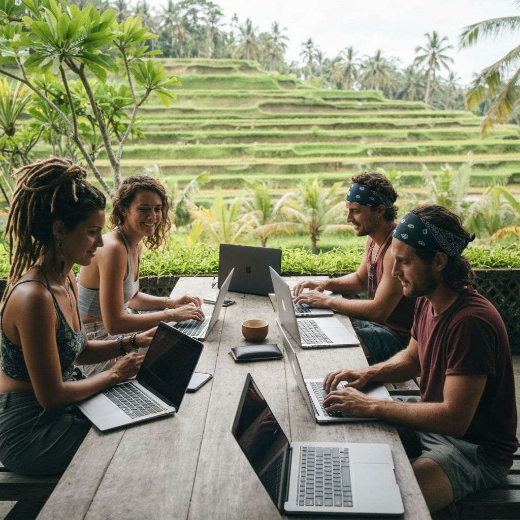 Working from Bali cafe