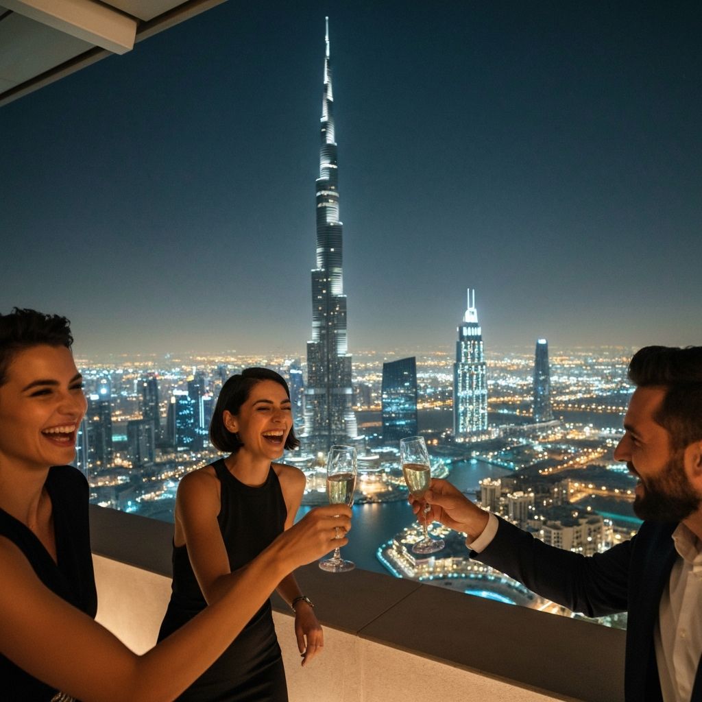 Dubai skyline celebration
